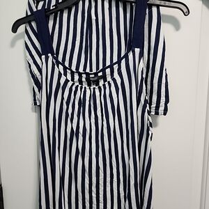 Striped Navy and White Women’s Tank Top by Simply Vera Sz XXL